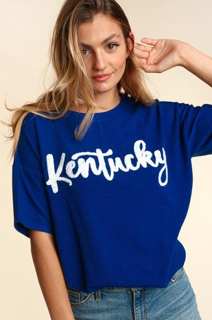Plus KY Puffy Letter Ribbed Top