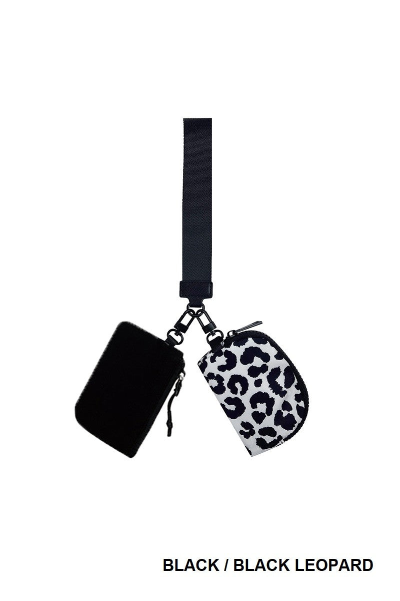 Dual Pouch Wristlet Keychain Wallet