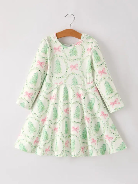 Christmas Tree & Wreath Girls Dress
