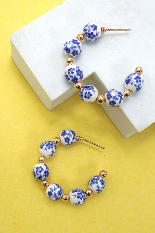 18k Porcelain Hoop