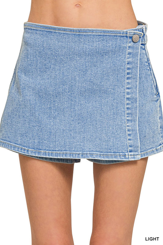 Wrap Front Skort Denim