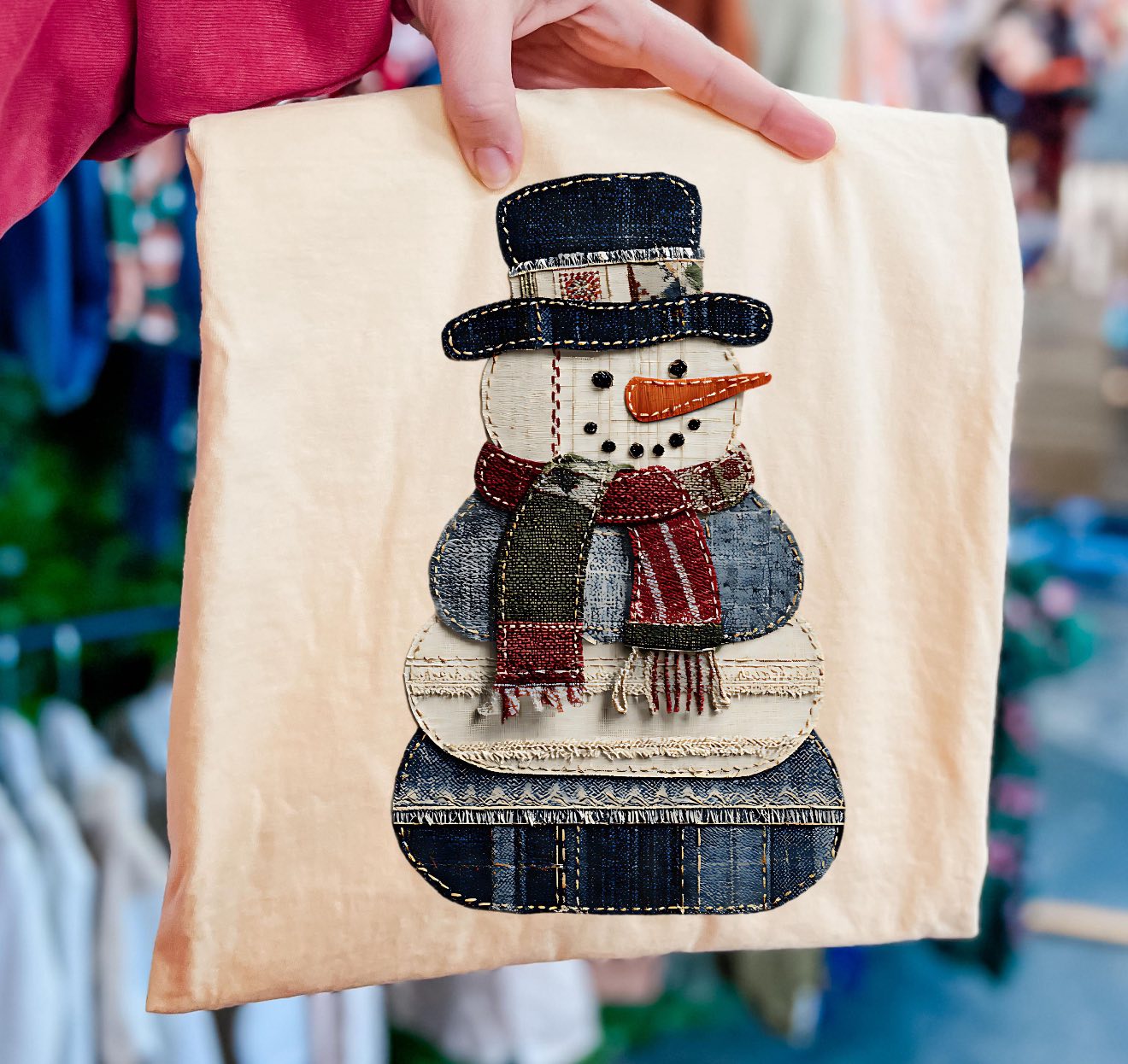 Faux Quilt Snowman