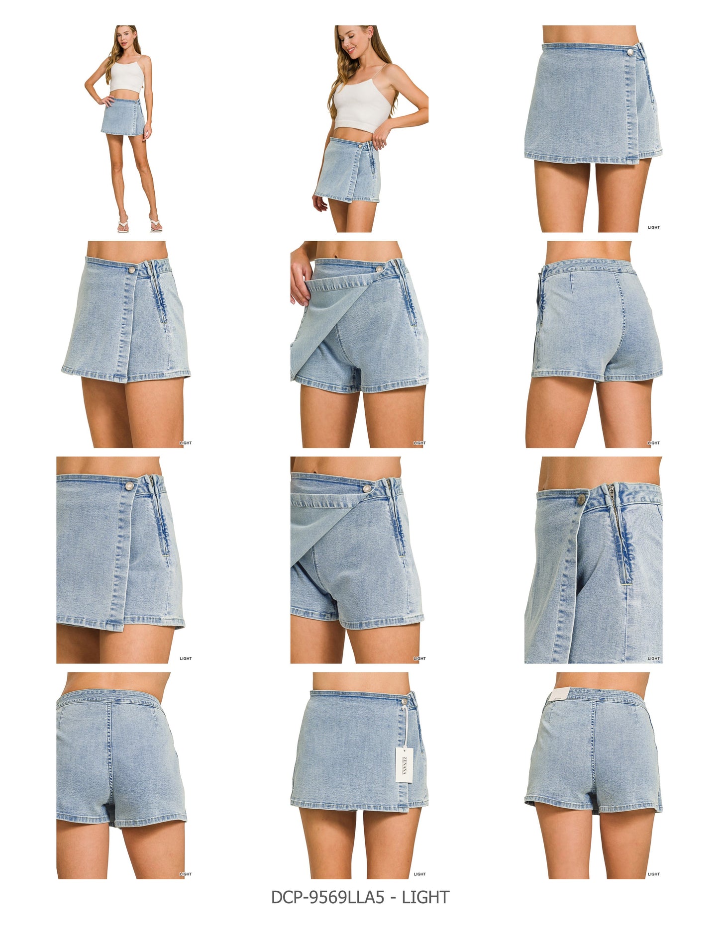 Wrap Front Skort Denim