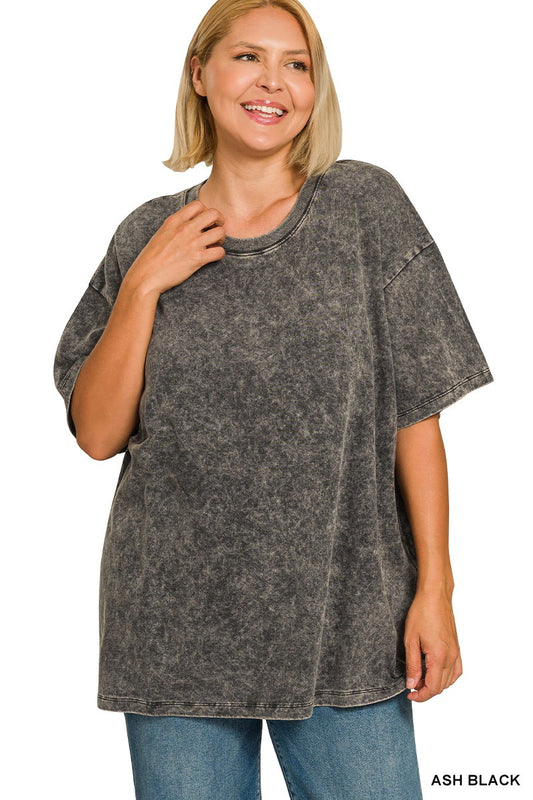 Black Acid Wash Boyfriend Tee