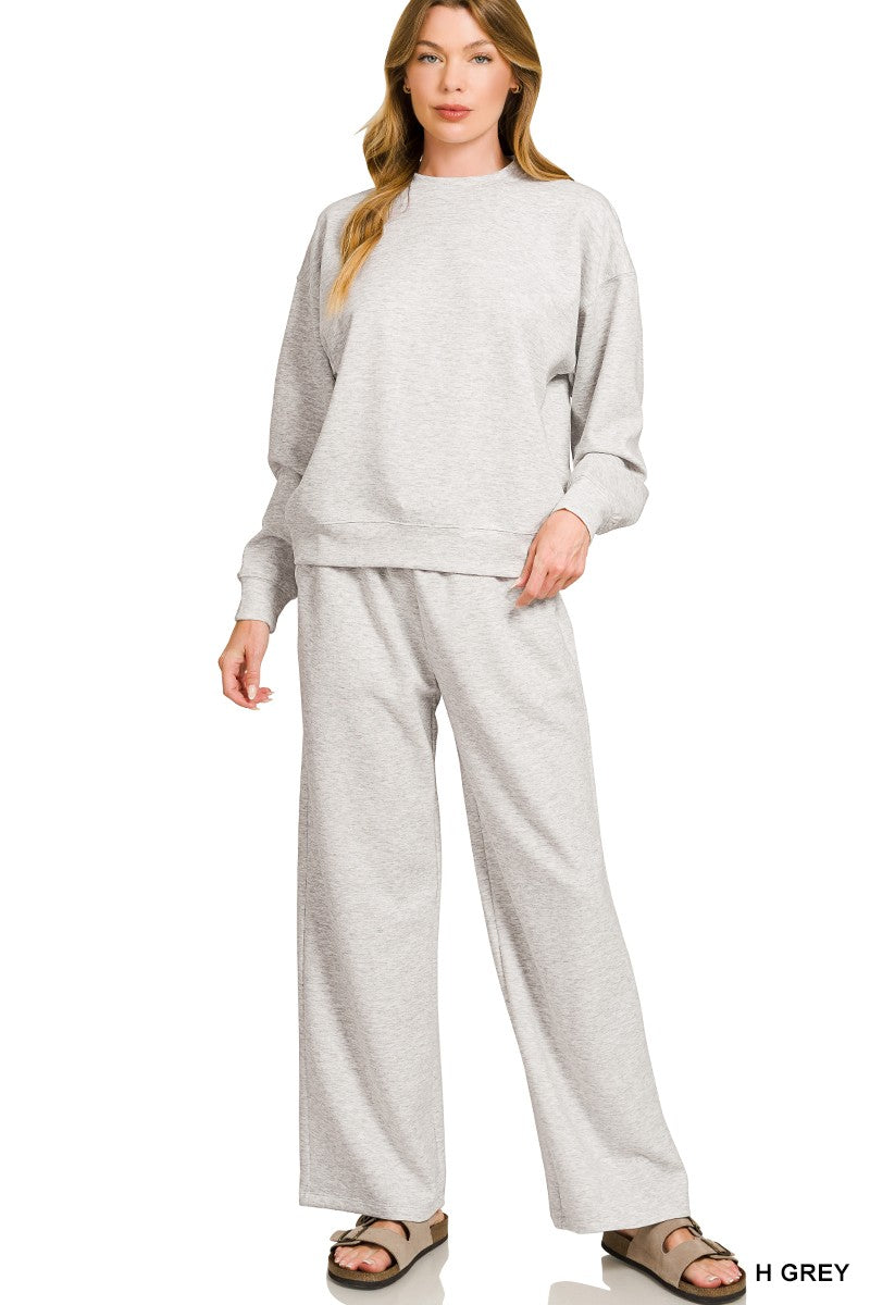 Grey Scuba Crewneck Pullover & Pants Set