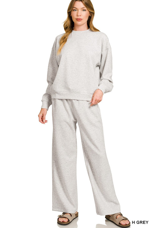 Grey Scuba Crewneck Pullover & Pants Set