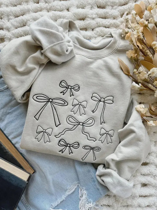 Embroidered Bow Crew