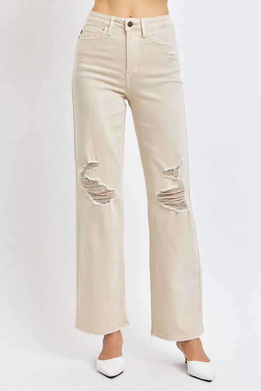 Distressed Knee 90's Straight Leg Jeans