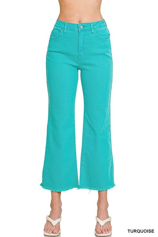 Turquoise Acid Washed Bootcut Pants