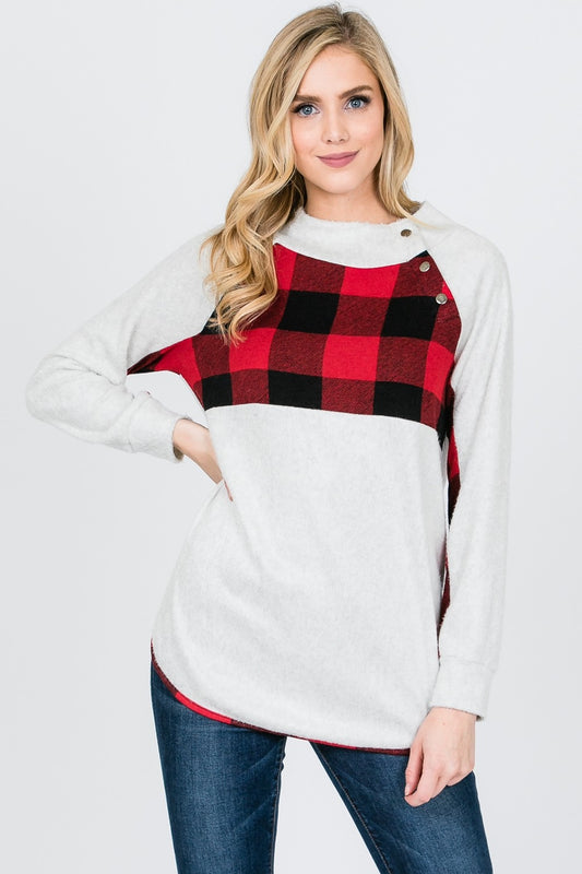 Checkered Snap Pullover
