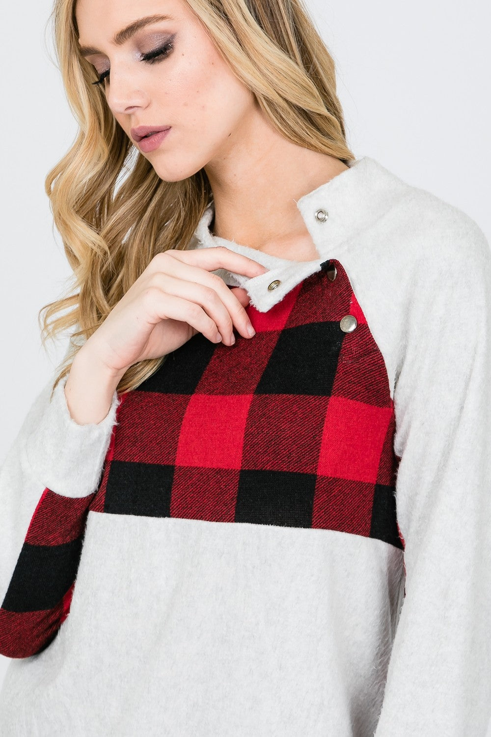 Checkered Snap Pullover