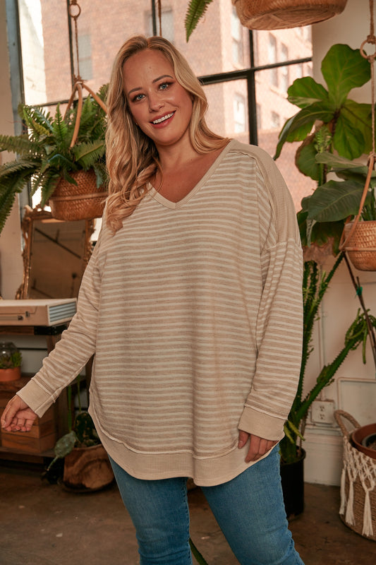 Tan Striped Long Sleeve