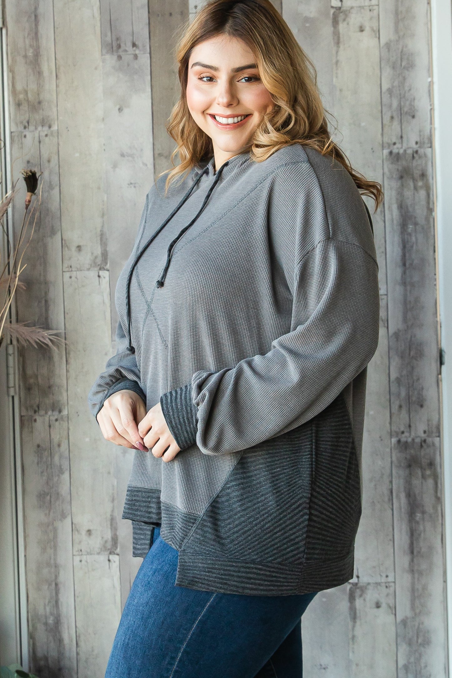 Gray Knit Hoodie