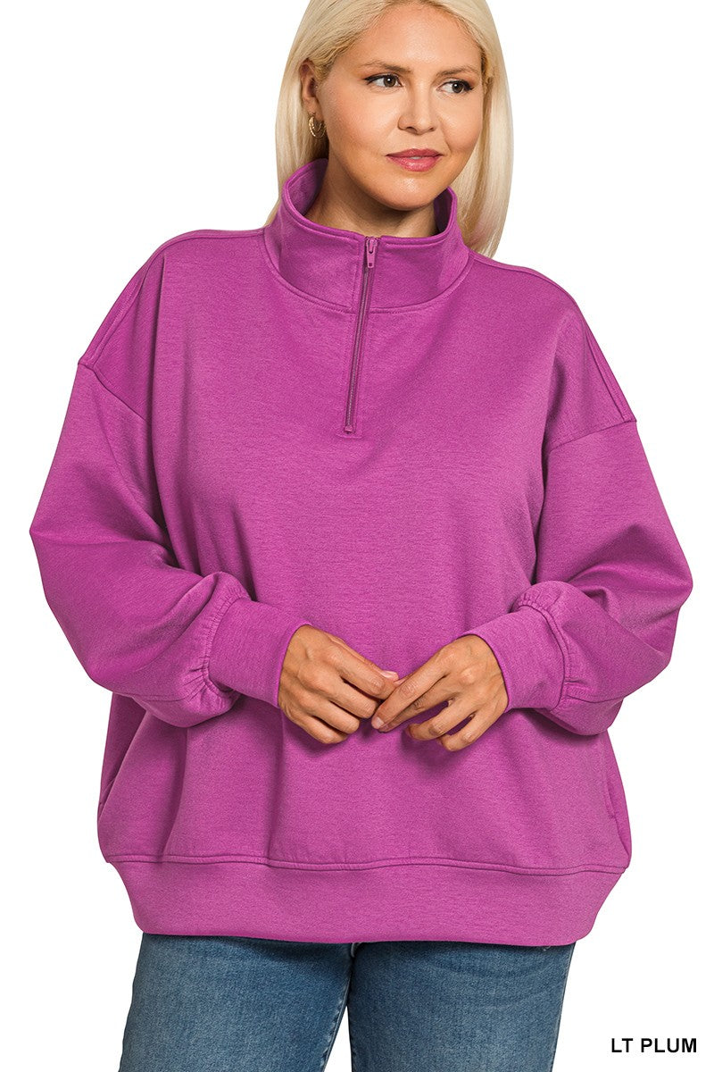 Plus Size Purple Quarter Zip
