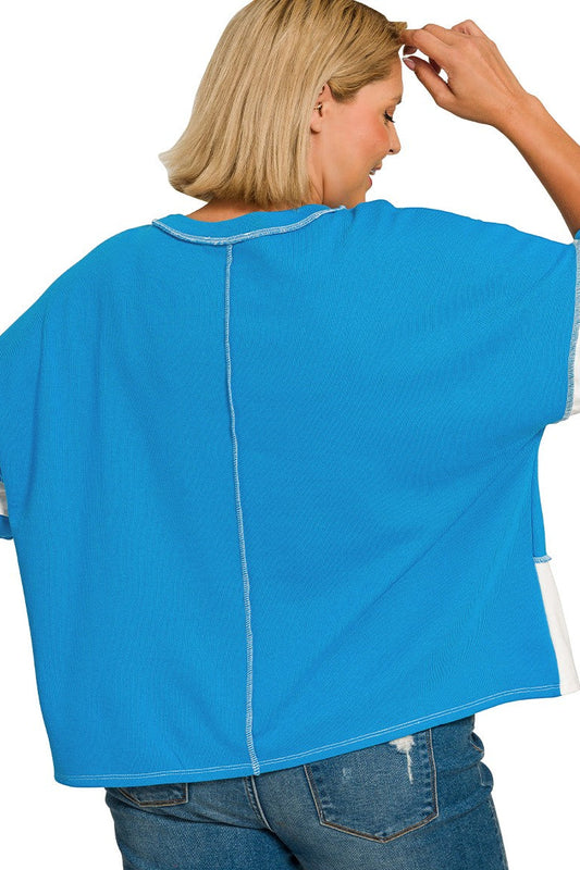 Dreamy Days Color Block Top: Blue