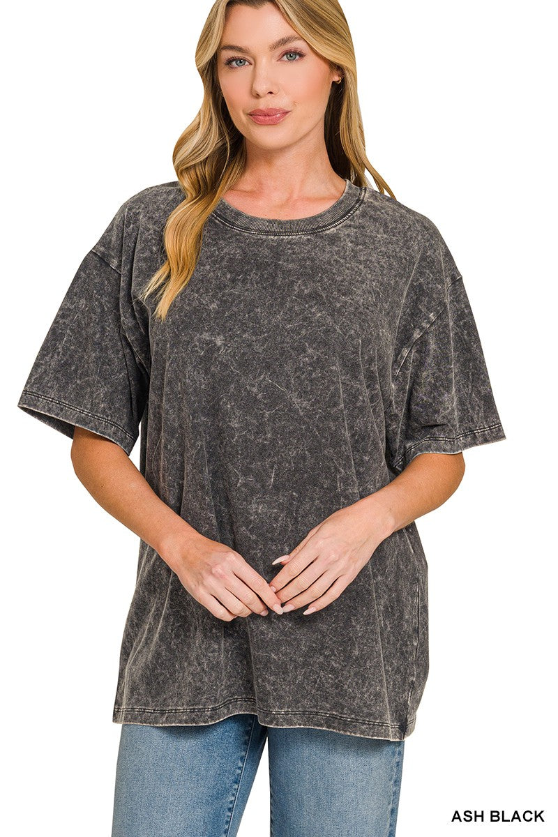 Black Acid Wash Boyfriend Tee