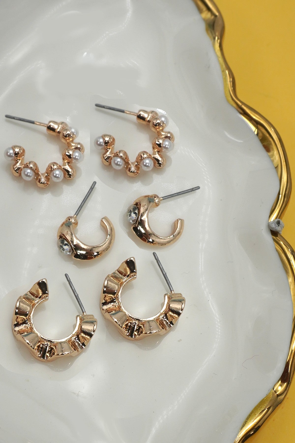Gold Hoop Trio Earrings