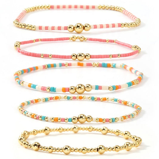 Salty Days Bracelet Stack: Coral