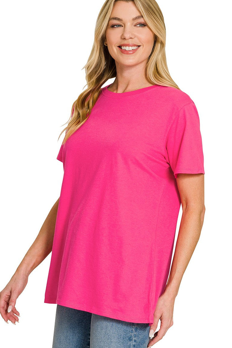 Throw On & Go Cotton Tee: Hot Pink