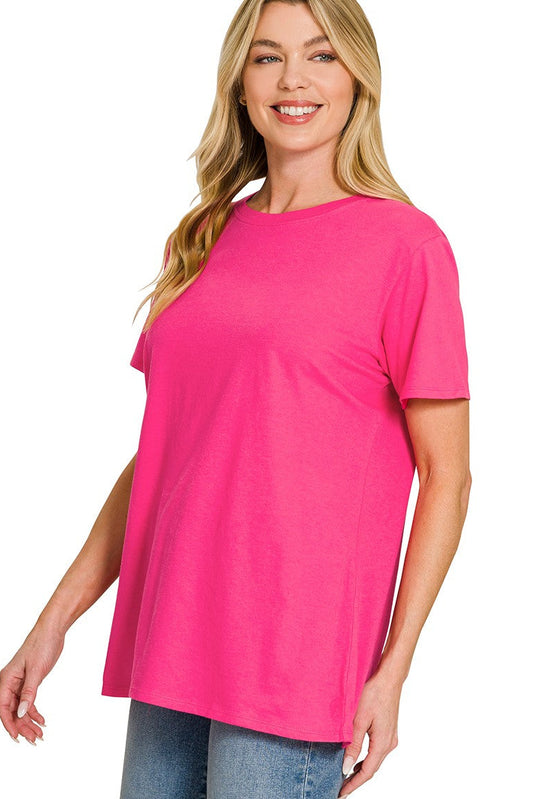 Throw On & Go Cotton Tee: Hot Pink
