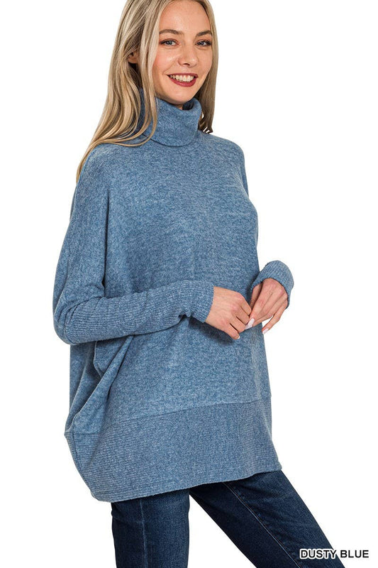 Blue Turtleneck Sweater