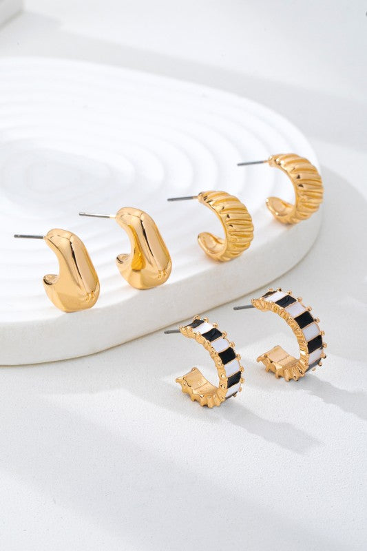 Checkered Hoop Trio