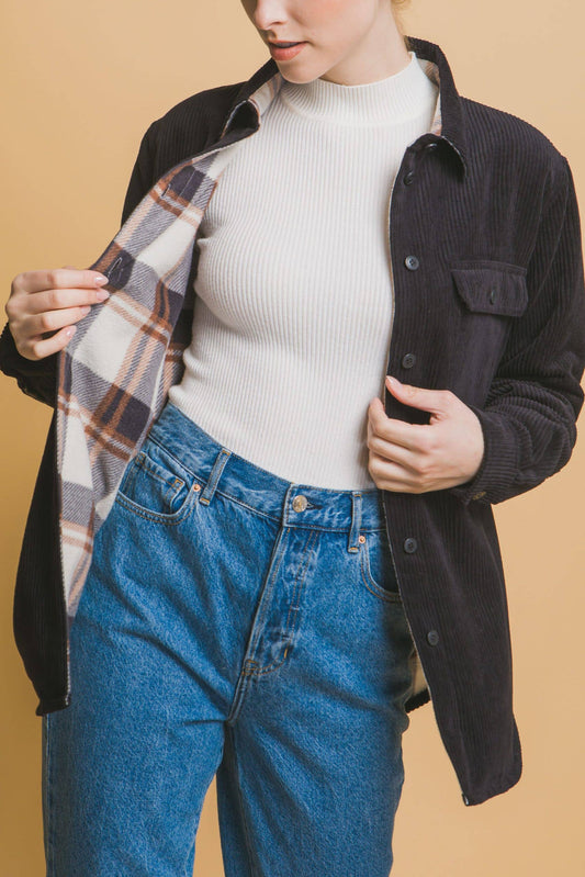 Black Corduroy Reversible Jacket