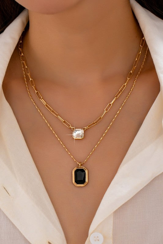 Layered Double Gemstone Necklace