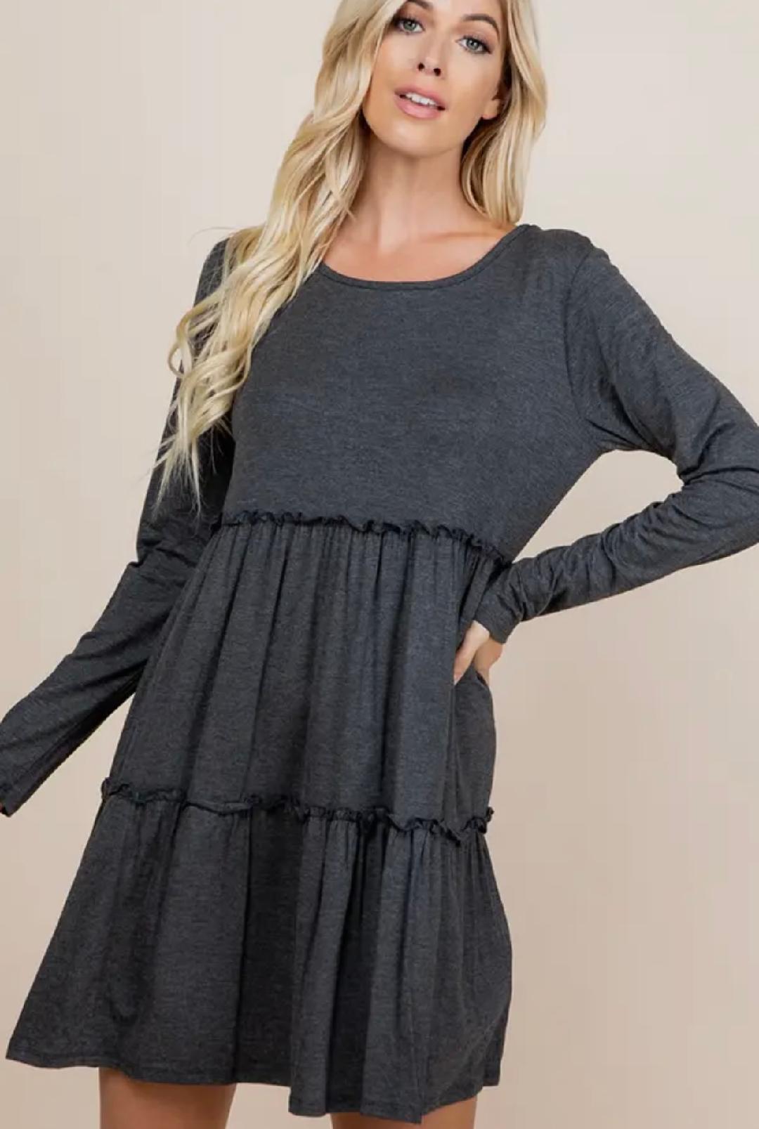 Charcoal Tiered Dress
