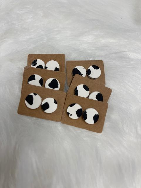 Clay Cow Stud Earrings