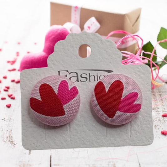 Double Heart Fabric Earrings