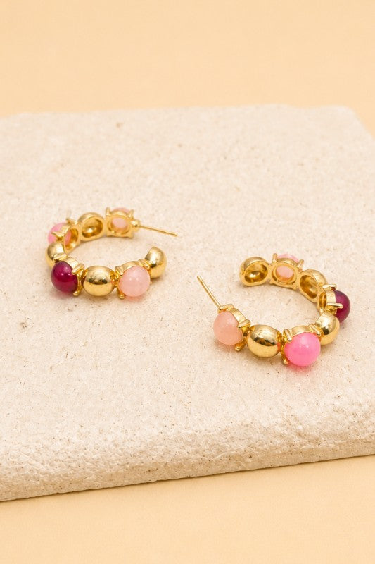 Pink Gold Hoops