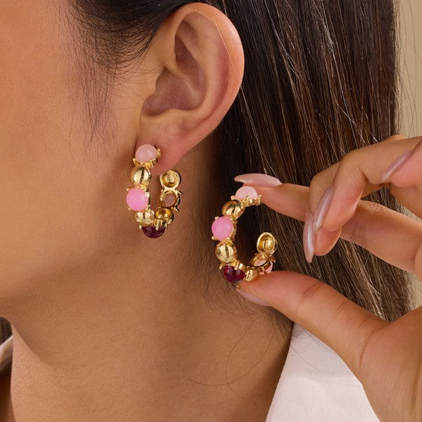 Pink Gold Hoops