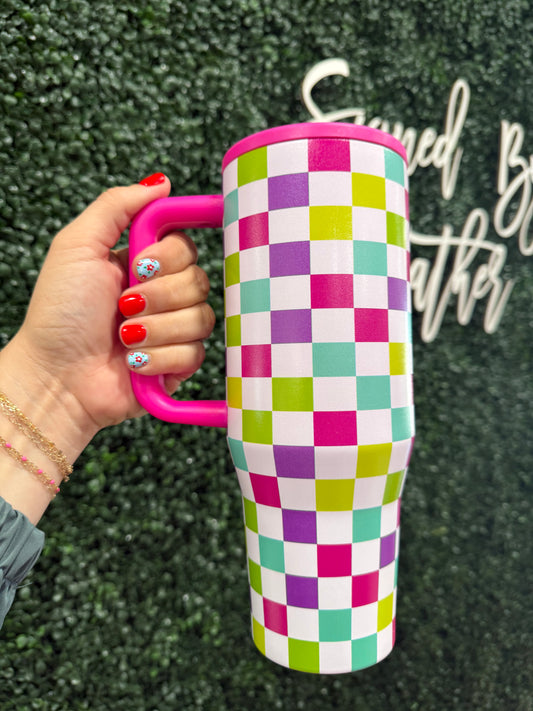 Multi Checkered 40 oz Tumbler