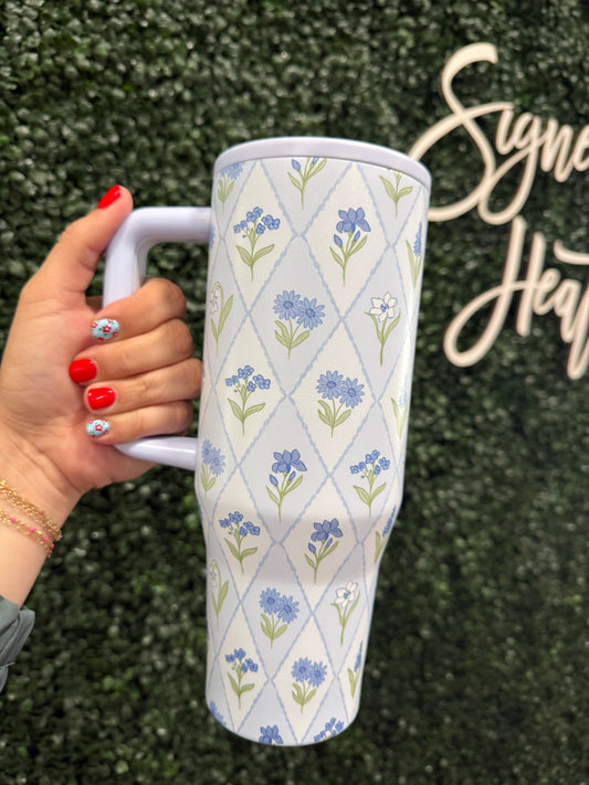 Blue Floral 40 oz Tumbler