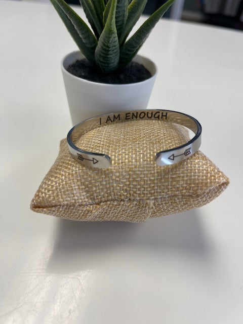 I am Enough Silver Cuff Bracelet