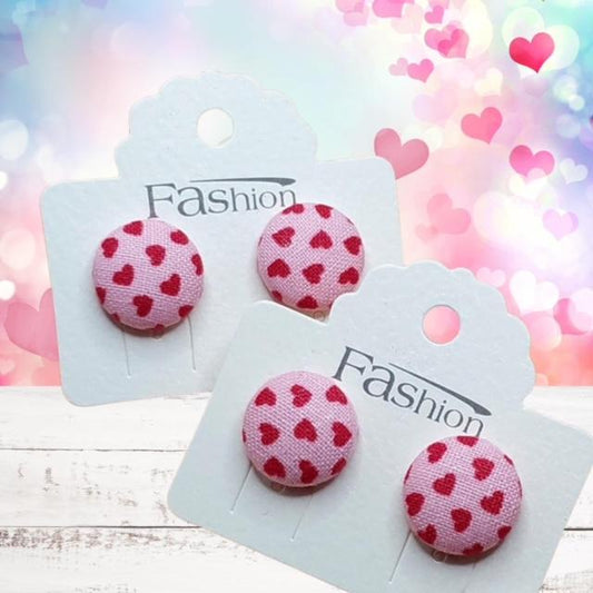Mini Heart Fabric Earrings