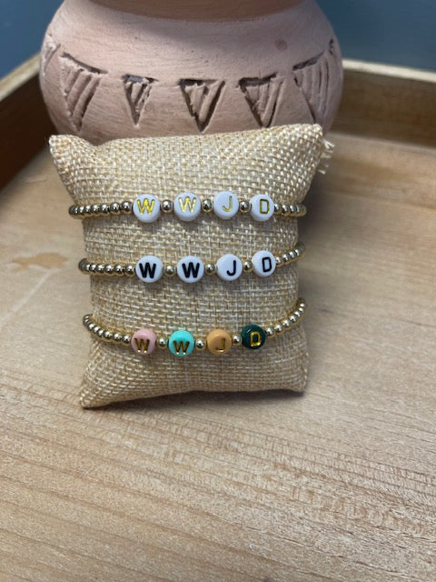 WWJD Gold Stretchy Bracelets