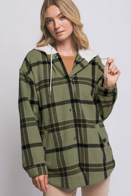 Olive Plaid Hoodie
