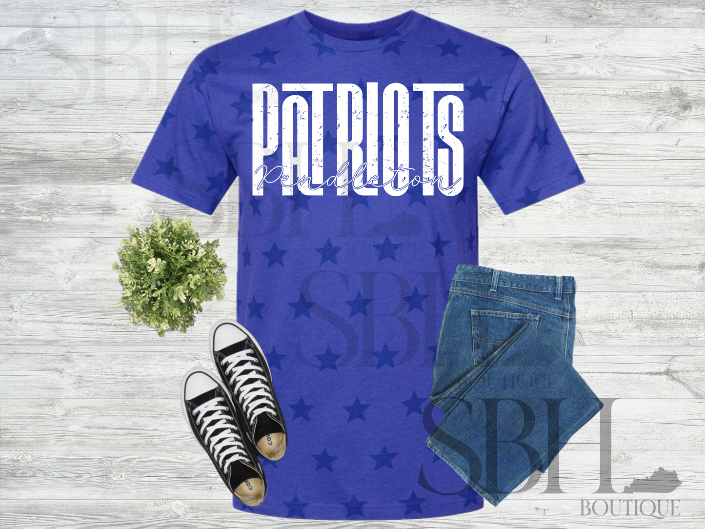 Patriots on Blue Tee
