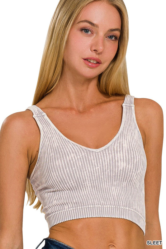 Cropped Seamless V-neck Crop Top